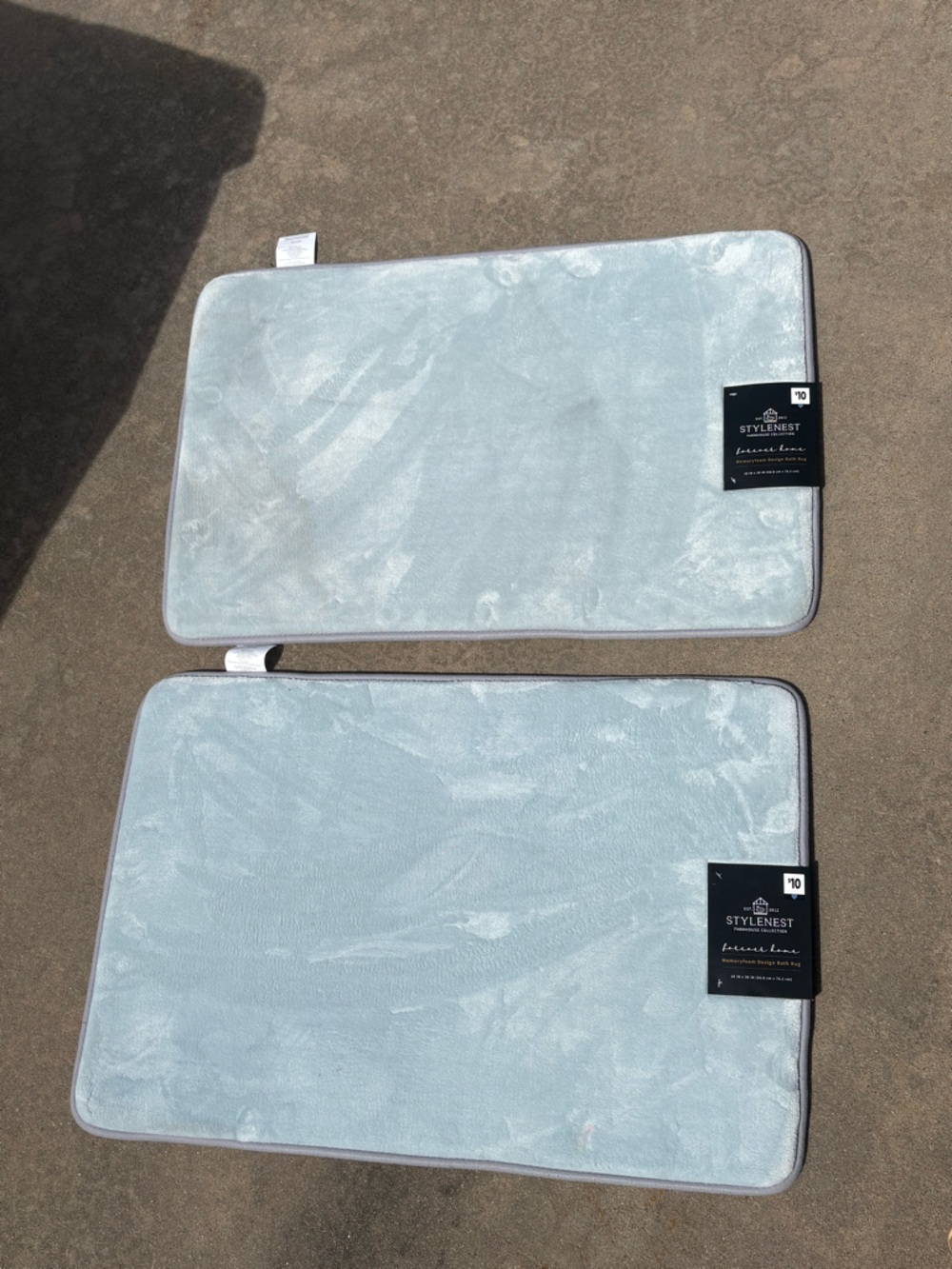 Light Blue Plush Bath Mat Pair